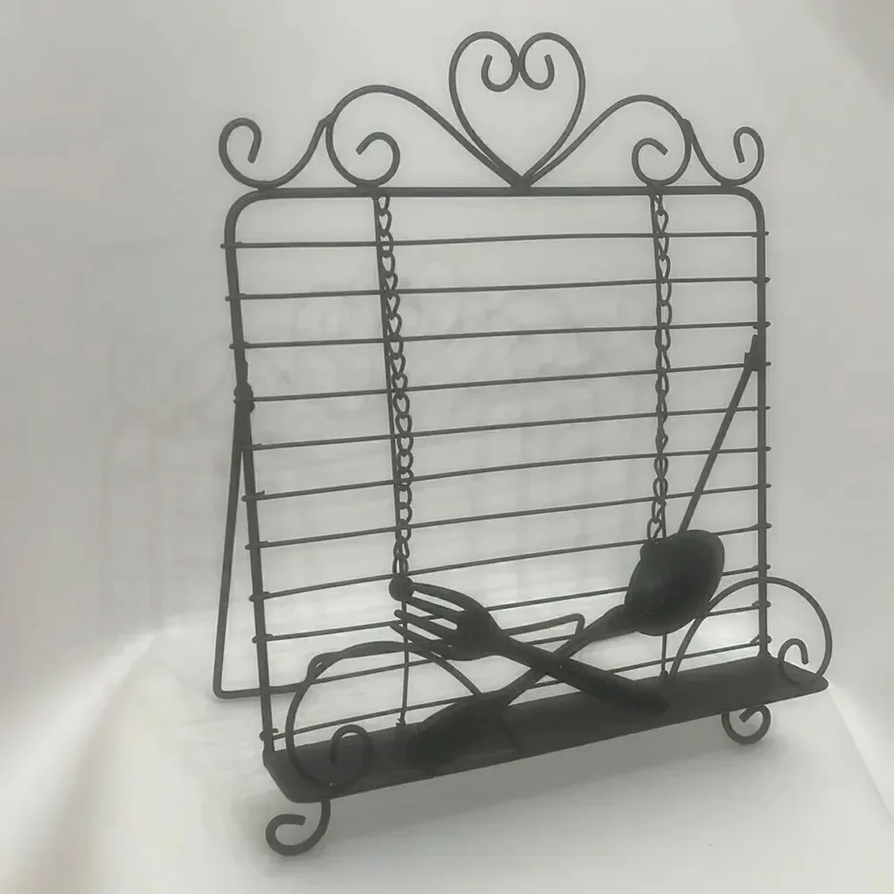 Metal Fork Spoon Wall Kitchen Cook Book Holder Ball And Chain Page Dividers